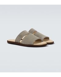 Brunello Cucinelli - Logo Suede Sandals - Lyst