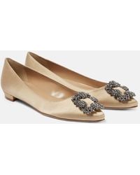 Manolo Blahnik - Hangisiflat 70 Embellished Satin Ballet Flats - Lyst