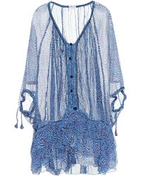 Poupette Kaftan Poncho Bety aus Seide - Blau