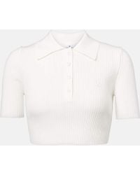 Courreges - Cropped-Polohemd Aus Rippstrick - Lyst