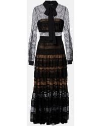 Elie Saab - Lace And Macrame Midi Dress - Lyst