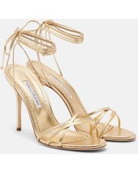 Manolo Blahnik - Leva 105 Metallic Leather Sandals - Lyst