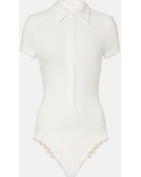 Magda Butrym - Crochet-Trimmed Cotton-Blend Bodysuit - Lyst