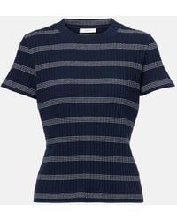 Vince - Ribbed-Knit Striped Cotton-Blend T-Shirt - Lyst