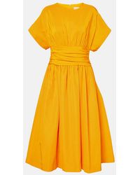 Carolina Herrera - Gathered Cotton-Blend Cocktail Dress - Lyst