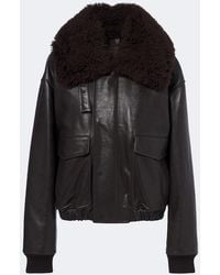 Lemaire - Shearling-Trimmed Leather Blouson Jacket - Lyst
