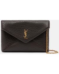 Saint Laurent - Cassandre Small Leather Clutch - Lyst