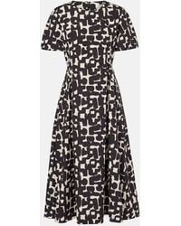 Max Mara - Callas Printed Cotton Poplin Midi Dress - Lyst