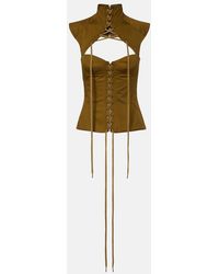 McQueen - Cutout Lace-Up Cotton Corset Top - Lyst