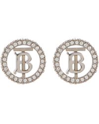 Burberry Tb Monogram Embellished Earrings - Metallic