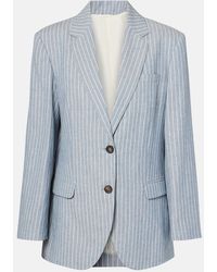 Brunello Cucinelli - Pinstripe Linen, Cotton, And Hemp Blazer - Lyst
