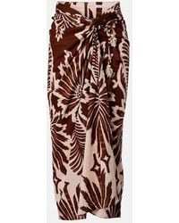 Poupette - Uma Printed Cotton Midi Skirt - Lyst