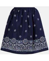 Miu Miu - Minifalda De Algodon Y Lino Estampada - Lyst