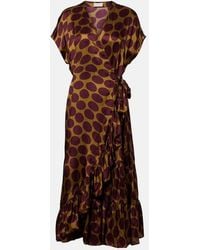 Dries Van Noten - Polka-Dot Satin Wrap Dress - Lyst