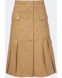 Moncler - Pleated Cotton-Blend Midi Skirt - Lyst