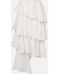 Alaïa - Asymmetric Cotton And Linen Maxi Skirt - Lyst