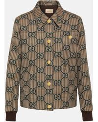 Gucci - Monogram-pattern Collar Wool Jacket - Lyst