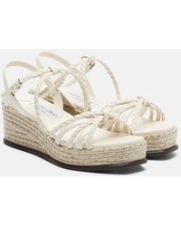 Jimmy Choo - Nyra Braided Leather Espadrille Wedges - Lyst