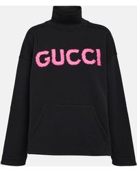 Gucci - Logo Cotton Jersey Turtleneck Sweatshirt - Lyst