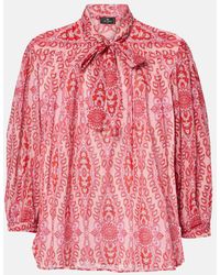 Etro - Paisley Tie-Neck Cotton Blouse - Lyst