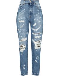 Dolce & Gabbana High-rise Distressed Slim Jeans - Blue