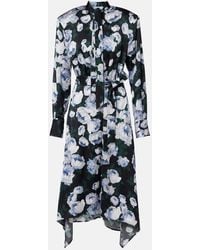 Stella McCartney - Floral Tie-Neck Satin Midi Dress - Lyst