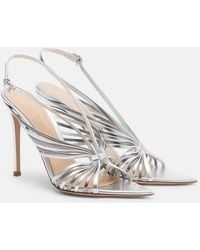 Gianvito Rossi - Metallic Leather Slingback Sandals - Lyst