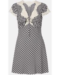 RIXO London - Vestido Corto Lacie De Crepe A Cuadros Con Encaje - Lyst