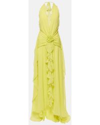 Blumarine - Floral-applique Silk Georgette Gown - Lyst