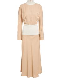 Jil Sander Midikleid mit Guertel in Natur Damen Bekleidung Kleider Freizeitkleider und lange Kleider