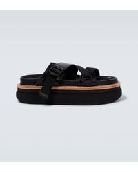 Sacai - Hybrid Belt Leather Platform Sandals - Lyst