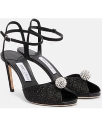 Jimmy Choo - Sacora 85 Glitter Peep-Toe Sandals - Lyst