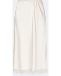 Vince - Lace-Trimmed Satin Midi Skirt - Lyst