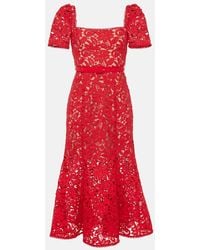 Self-Portrait - Robe Midi En Dentelle A Fleurs - Lyst