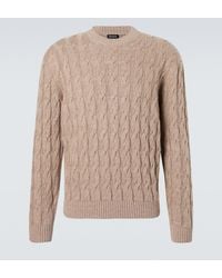 ZEGNA - Cable-Knit Linen, Cashmere, And Silk Sweater - Lyst