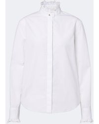 Burberry - Logo Ruffled Cotton Poplin Shirt - Lyst