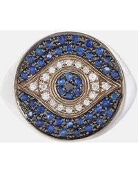 Ileana Makri - Dawn Chevalier 18kt Gold Ring With Diamonds And Sapphires - Lyst