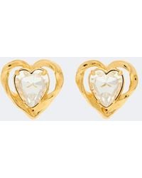 Oscar de la Renta - Heart Crystal-Embellished Clip-On Earrings - Lyst