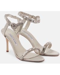 Manolo Blahnik - Asa 90 Embellished Satin Sandals - Lyst