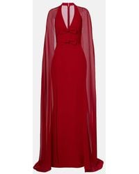 Elie Saab - Bow-Detail Caped Silk-Blend Gown - Lyst