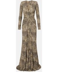 Elie Saab - Bedruckte Robe Animalier Aus Jersey - Lyst