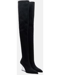 Balmain - Knitted Wedge Over-The-Knee Boots - Lyst