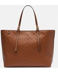 Gucci - Tote Bag Emblem Gg Aus Leder - Lyst