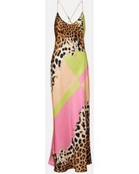 Roberto Cavalli - Printed Silk Slip Dress - Lyst