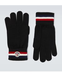 Moncler - Logo Virgin Wool Gloves - Lyst