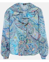 Etro - Paisley Ruffled Cotton-Blend Blouse - Lyst