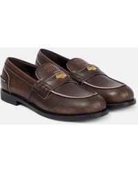 Miu Miu - Leather Distressed Penny Loafers - Lyst