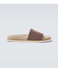 Brunello Cucinelli - Suede Slides - Lyst
