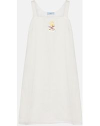 Prada - Vestido Corto De Lino Bordado - Lyst