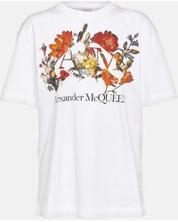 Alexander McQueen - T-shirt con logo e motivo con fiori olandesi - Lyst